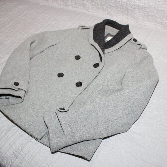J. Crew Womens Stadium Cloth by Nello Gori Wool Blend Pea Coat Gray Size 8 Tall - Picture 4 of 13